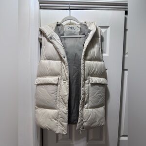 Zara Girl Off-White Puffer Vest